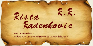 Rista Radenković vizit kartica